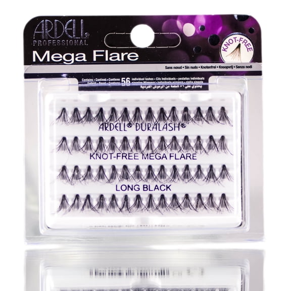 Ardell Knot-Free Mega Flare Lashes - Long Black #65281 - Pack of 1 with Sleek Comb