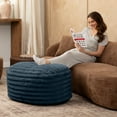 thumbnail image 6 of Jaxx Paran Pouf Ottoman, Large, Faux Fur, Modern Accent, Midnight Blue, 6 of 6