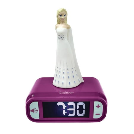LEXiBOOK - Disney Frozen 2 Elsa Digital Alarm Clock for Kids with Night Light and Snooze, Childrens Clock, Luminous Elsa, Frozen Sound Effects, Blue Colour - RL800FZ