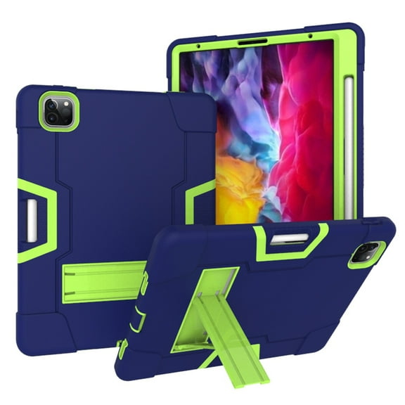 iPad Pro 11 inch Case, Rugged Kickstand Series - Allytech Shockproof Heavy Duty Hybrid Three Layer Armor Defender Kids Child Proof Cover for Apple iPad Pro 11-inch (2018 Release) (NavyBlue/Olivine)