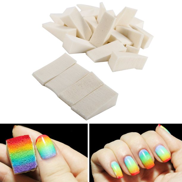 24Pcs Nail Soft Sponges Nail Art Polish Gradient Stamper Tools Manicure DIY Stamp Foam Polish Gel Painting Nail Art Stamper Tool zhangyuxiang LED