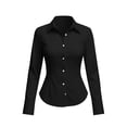 thumbnail image 4 of XuJwPNcy Button Down Shirts for Women Lightweight Slim Fit Long Sleeve Tops Collared Blouses Business Casual Work Outfits, 4 of 7