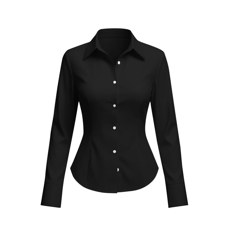 fitted black dress shirt women Amazon.com: HOTOUCH Black Button Down Shirt Women 3/4 Sleeve Business  Button up Shirt Slim-Fit Classic V Neck Button Down Blouse Tops S :  Clothing, Shoes & Jewelry