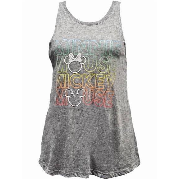 Disney Mickey & Minnie Junior Gray Fashion Tank, S-XL (Women's)