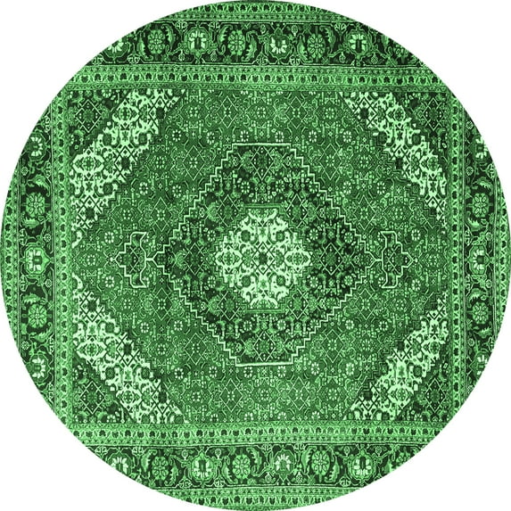 Ahgly Company Indoor Round Persian Emerald Green Traditional Area Rugs, 5' Round