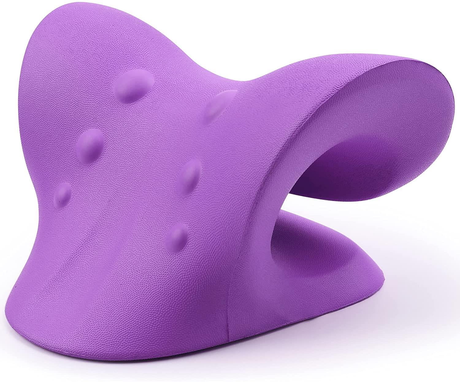 Neck and Shoulder Relaxer, Cervical Traction Device for Pain Relief and Cervical Spine Alignment, Chiropractic Pillow, Neck Stretcher.Purple