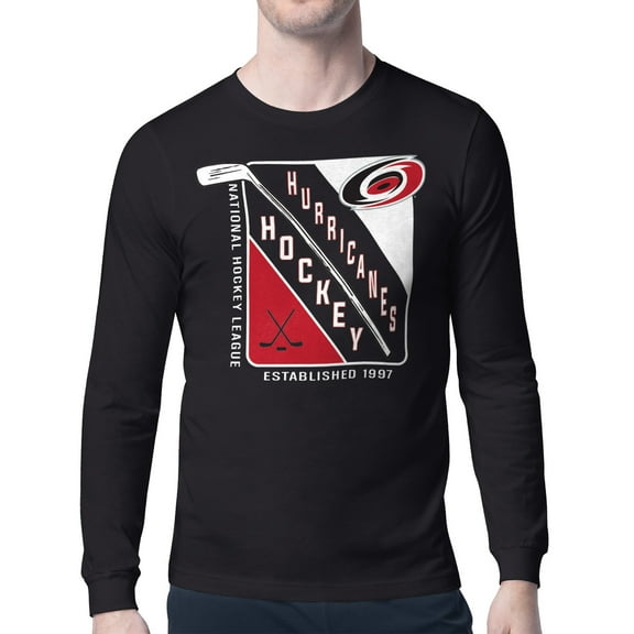 Men's Starter Black Carolina Hurricanes Shield Long Sleeve Graphic T-Shirt