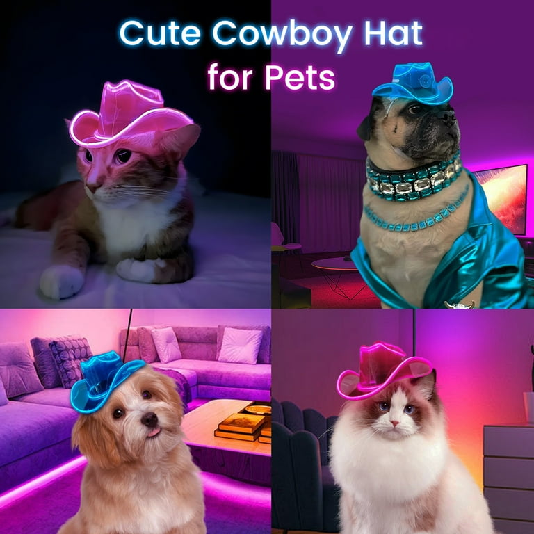 8843 Mini Cowgirl Hat, Light Up Cowboy Hat Gifts For Birthdays, Pets, Raves, Neon Cowboys® Mini Cowgirl Hat, Light up Cowboy Hat Gifts  main image 2