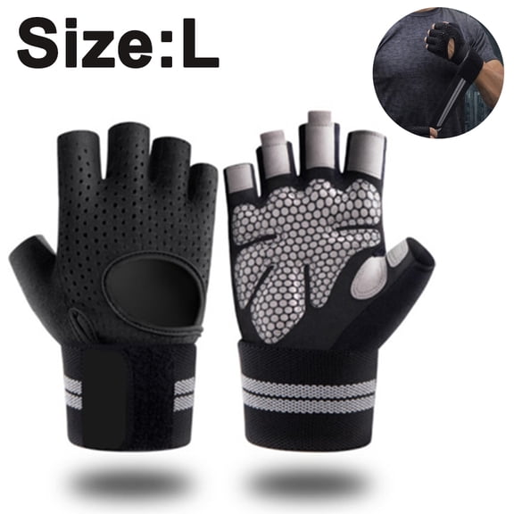 Weightlifting Gym Workout Gloves with Wrist Wrap Support for Men & Women, Full Palm Protection for Weightlifting, Training, Fitness, Hanging, Pull-ups