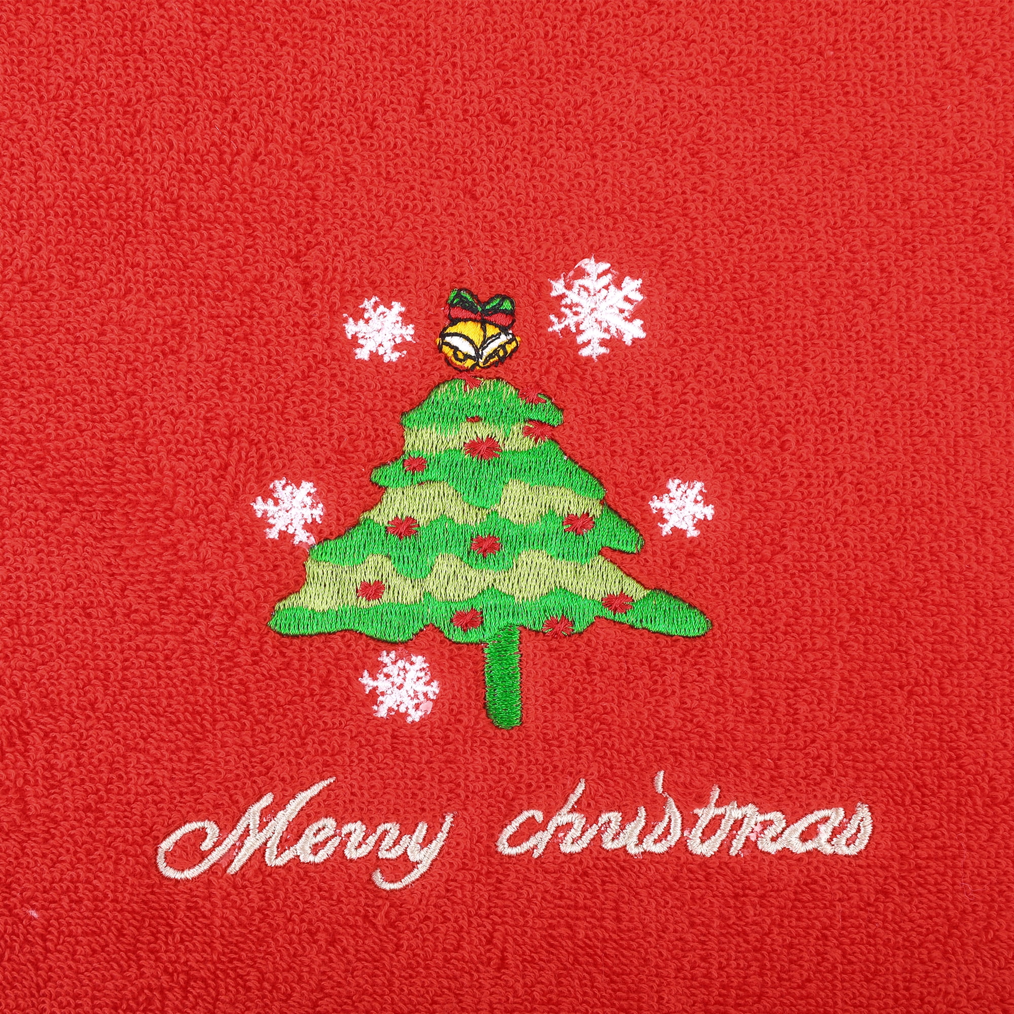 Unique Bargains Christmas Cotton Hand Towels Cute Bathroom Hand Towel Set Red 4-Piece