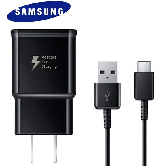 Samsung Galaxy S10 OEM Adaptive Fast Charger 15W with Certified USB Type-C Data and Charging Cable. (Black / 3.3FT / 1M Cable)