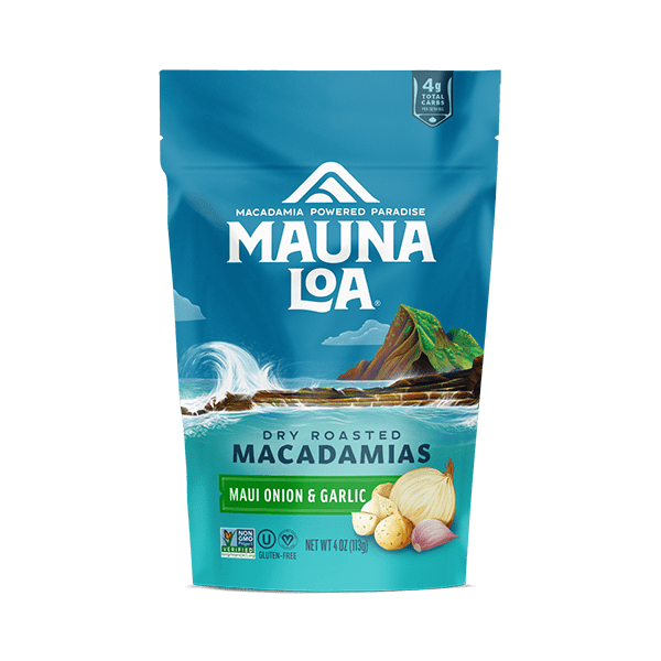 Mauna Loa Maui Onion & Garlic Macadamias, Gluten-Free, Keto Friendly, 4 oz. Bag