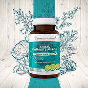 Tribal Parasite Purge 60 Capsules, 500 mg, Wormwood, Cranberry, Garlic, Black Walnut, Pumpkin. Intestinal Purge Formula