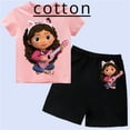 thumbnail image 2 of Conjunto de camiseta y pantalones cortos de algodón de la marca de dibujos animados de la casa de muñecas de Gabby, ropa de verano para niños de manga corta, conjunto para niños y niñas, 2 of 4