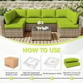 thumbnail image 5 of Kimunuk 14 Piece Outdoor Furniture Replacement Cushions, 5" Foam Foam High-Density, Fits 6-Seat Sectional Rattan Conversation Set, Patio Water-Resistant Sofa Cushions, Grass Green, 5 of 6