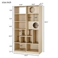 thumbnail image 2 of Zephypaws 63" Modern 2-in-1 Bookshelf Cat Tree with Storage, Wooden Cat House & Climbing Shelf, Multi-Functional Cat Furniture, Natural, 2 of 9