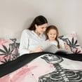 thumbnail image 4 of Manfei Skull Skeleton Child Twin Bedding Sets 7-Piece, Watercolor Artwork Bedding Comforter Set, Tropic Leaf Reversible Sheet Sets, Lightweight Room Decor, 4 of 7