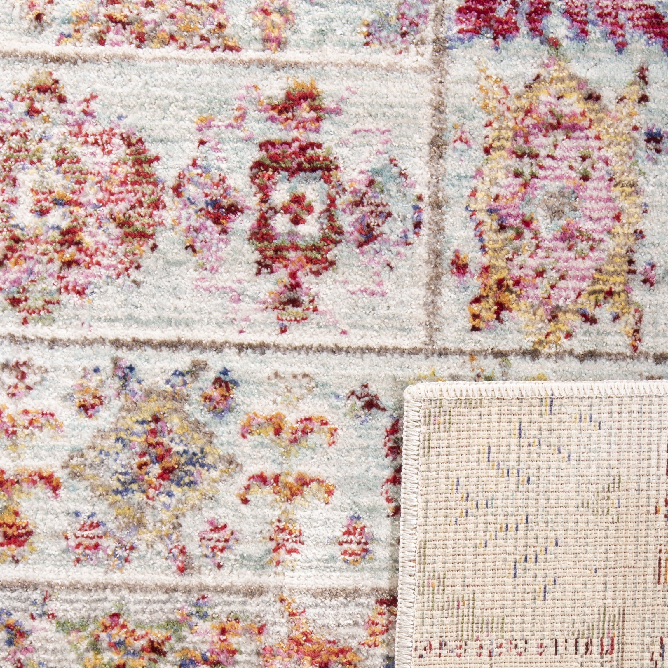 SAFAVIEH Valencia Angelle Distressed Oriental Polyester Runner Rug, Blue/Multi, 2'3" x 8'