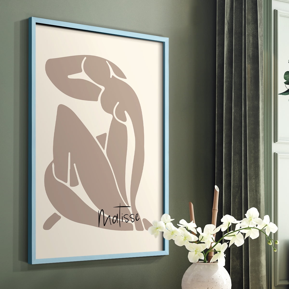 Matisse CCCVIII in Blue Solid Wood 8 x 10 Framed Print