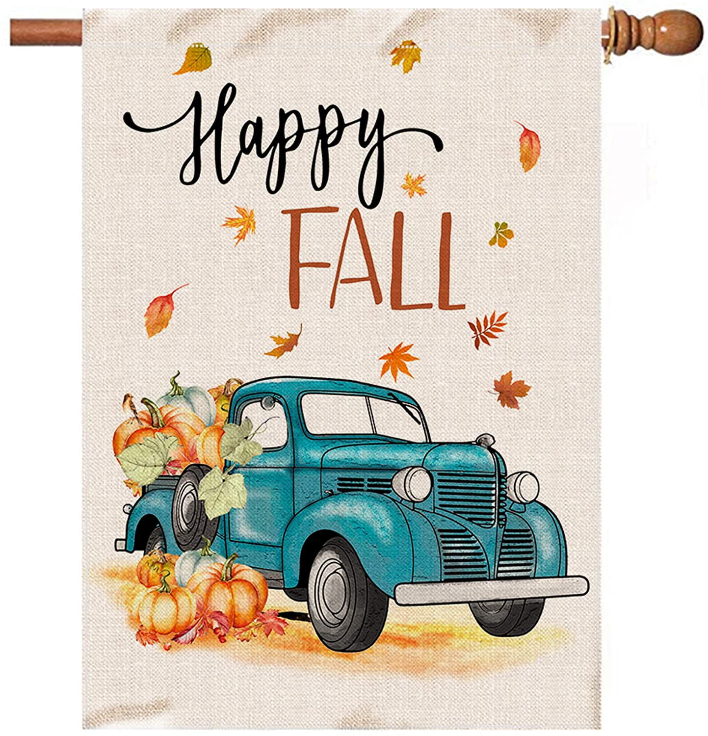 Love Fall Pumpkin House Flag Burlap Vertical Double Sided Autumn Outdoor Decorations Seasonal 28 x 40 Inch