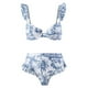 thumbnail image 2 of Gibobby Conjunto de bikini para mujer Nuevo Traje de baño con falda de malla con estampado Digital, conjunto de dos piezas para mujer en Bikini(Azul,G), 2 of 3