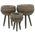 thumbnail image 2 of vidaXL Planter Set of 3 Brown Wicker Small, Medium, Large, 2 of 7