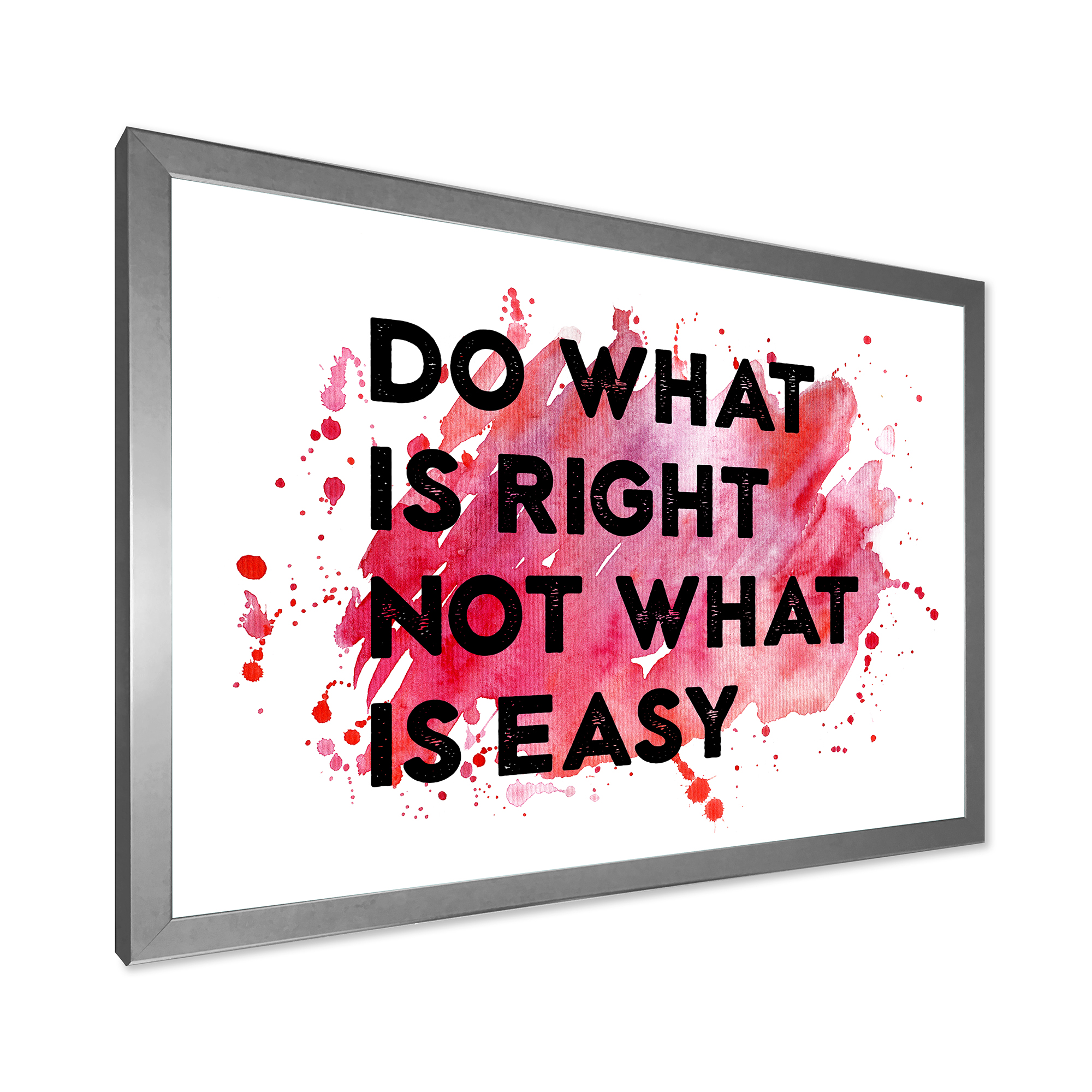 Designart 'Do What Is Right Not What Is Easy On Red Background' Traditional Framed Art Print