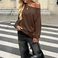 thumbnail image 4 of Womens Off The Shoulder Tops Oversized Tshirts Long Sleeve 2026 Casual Basic Tees, 4 of 5