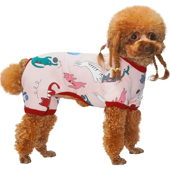 Topkins Dog Pajamas, Puppy Pjs, Dog Onesie, Dog Clothes with Animal Pattern for Small Medium Dogs, XS