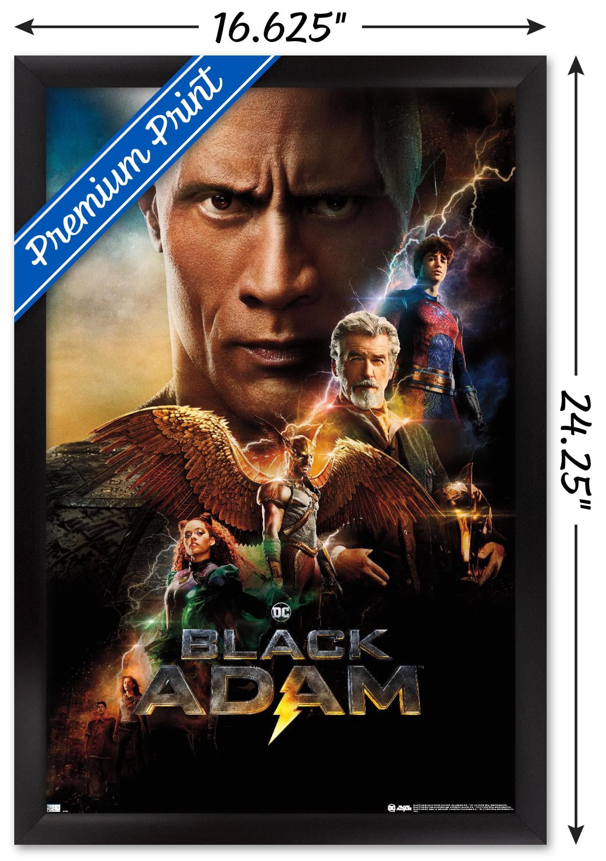 DC Comics Movie Black Adam - Group One Sheet Wall Poster, 14.725" x 22.375" Framed