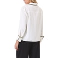 thumbnail image 3 of BLUSA DE TRABAJO ELEGANTE PARA MUJER CHIC INSPIRE DE MANGA LARGA CON COLLAR PUNTA Y DETALLE DE TWEED, CAMISA DE BOTONES TAMAÑO 2XL BLANCA, 3 of 5