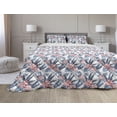 thumbnail image 1 of Tropical Comforter & Sham Bedding Set, Leaves of Banana Palm and Lilies Hawaii Brazil Botanical Watercolor Art, 3 pcs Duvet Set Microfiber Filling Quilt, 5 Sizes, Coral Orange and Blue, by Ambesonne, 1 of 4