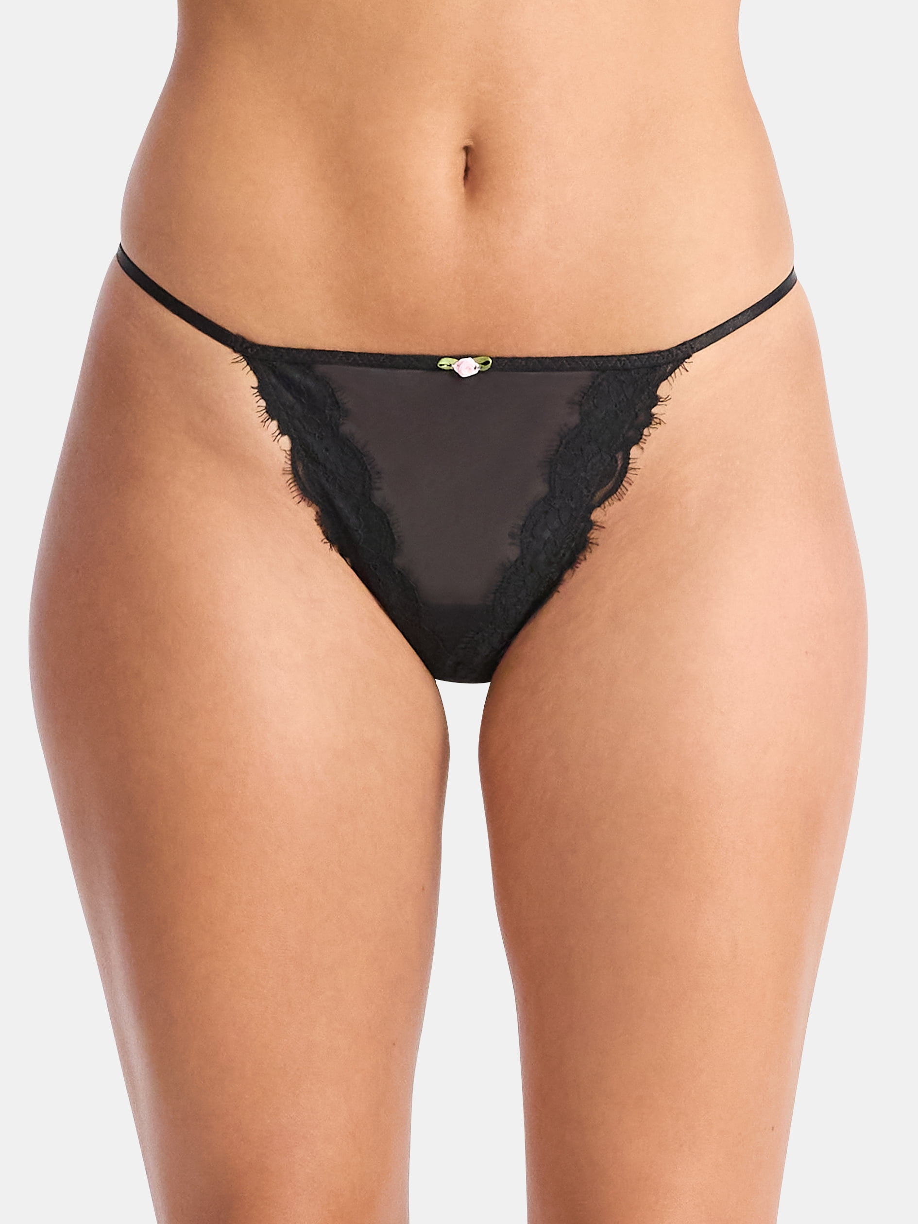 No Boundaries Valentine's Day Sheer Micro Thong Panties, 2-Pack, Women's