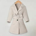 thumbnail image 2 of Mercatoo Girls Dress Coat Lapel Wool Blend Long Winter Jackets with Pockets&Belt Kids Mid-Long Notch Buttoned Outwear, 2 of 8