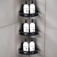 thumbnail image 3 of Suction Cup Shower Shelf (2-Tier & 3-Tier), Black Triangular Corner Bathroom Rack, No-Drill, Rustproof, Holds up to 10kg (3-Tier)), 3 of 6
