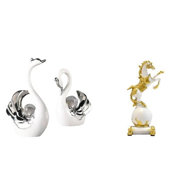 Colección De Figuras De Cisne, Estatua De Caballo, Escultura Animal Moderna Para Decoración De Sala De Estar, Centro De Mesa, Chimenea, Escritorio, Decoración, Regalo