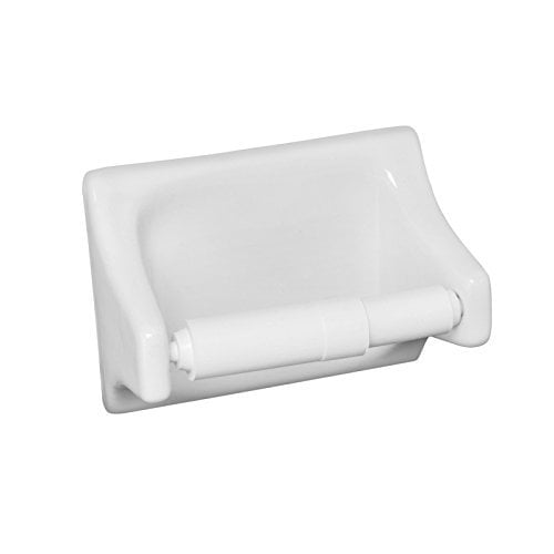 Home & Garden Recessed Ceramic Toilet Paper TP Holder Bright White