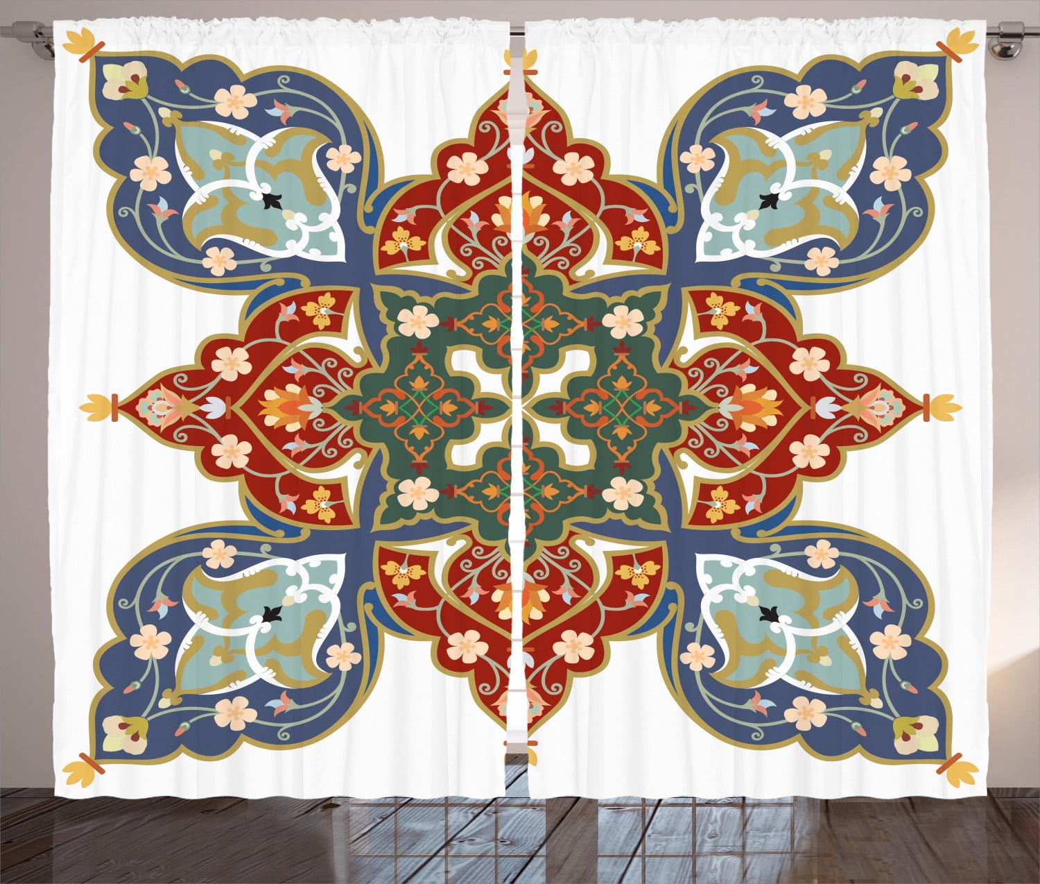 Oriental Curtains 2 Panels Set, Turkish Ottoman Arabic Eastern Design