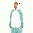 thumbnail image 5 of REORIAFEE Women Sleepwear Pajamas Set 1 Piece Fleece Warm Loungewear with Pockets Long Sleeve Jumpsuit Pants Color Block Sleepwear Sky Blue S-2XL, 5 of 7