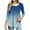 Dark Blue, variant on Blouses for Women Everyday Three Quarter Sleeve Scoop Neck with Gradient Ombre and Pleated Front,Sizes S-2XL