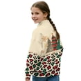 thumbnail image 2 of COEQINE Quarter Zip Sweatshirt for Girls with Collar, Long Sleeve Loose Fit Pullover, Printed Style and Soft Polyester, Machine Washable for 7-8 Years Old, Christmas Tree Leopard Print, 2 of 7
