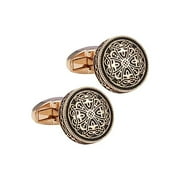 Knighthood Men's Golden Engraving Exclusive Cufflinks Silver Shirt Cuff Links Business, Wedding Gifts with Gift Box