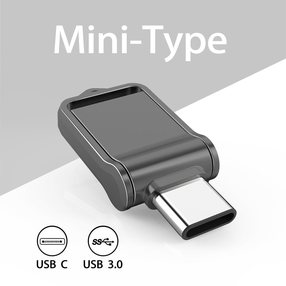 KOOTION 128GB USB 3.0 Type C Flash Drive Dual Port Thumb Drive Mini Pen Drive On the Go OTG Metal Jump Drive Memory Stick, Silver