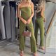 thumbnail image 1 of Pantalones Traje de pantalón de 2 piezas para mujer, tops de tubo sin mangas, pantalones, atuendo diario (verde L) Kuymtek Verde T L para Mujer, 1 of 1