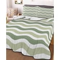 thumbnail image 3 of Quilts Twin XL Size, Sage Green Soft Comforter Bedding Set for Bed, Abstract Geometric Ocean Wave Stripe Lightweight Quilted Bedspread with Pillow Cover(2 Pieces) for All Season, 68x98 Inch, 3 of 6