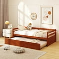 thumbnail image 2 of Costway Twin Size Trundle Daybed Wooden Slat Support Mattress Platform for Kids Walnut, 2 of 10