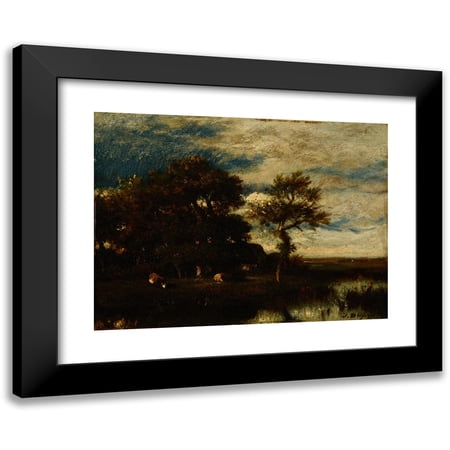 Jules Dupré 14x11 Black Modern Framed Museum Art Print Titled - Landscape with Rivers