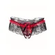 thumbnail image 1 of Tangas de malla con encaje floral, bragas con lazo y entrepierna abierta con perlas artificiales, lencería y ropa interior sexy para mujer, 1 of 5
