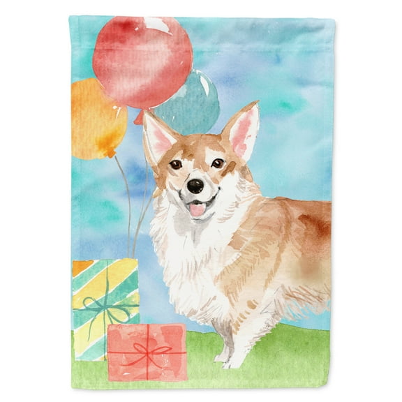Happy Birthday Corgi Flag Canvas House Size