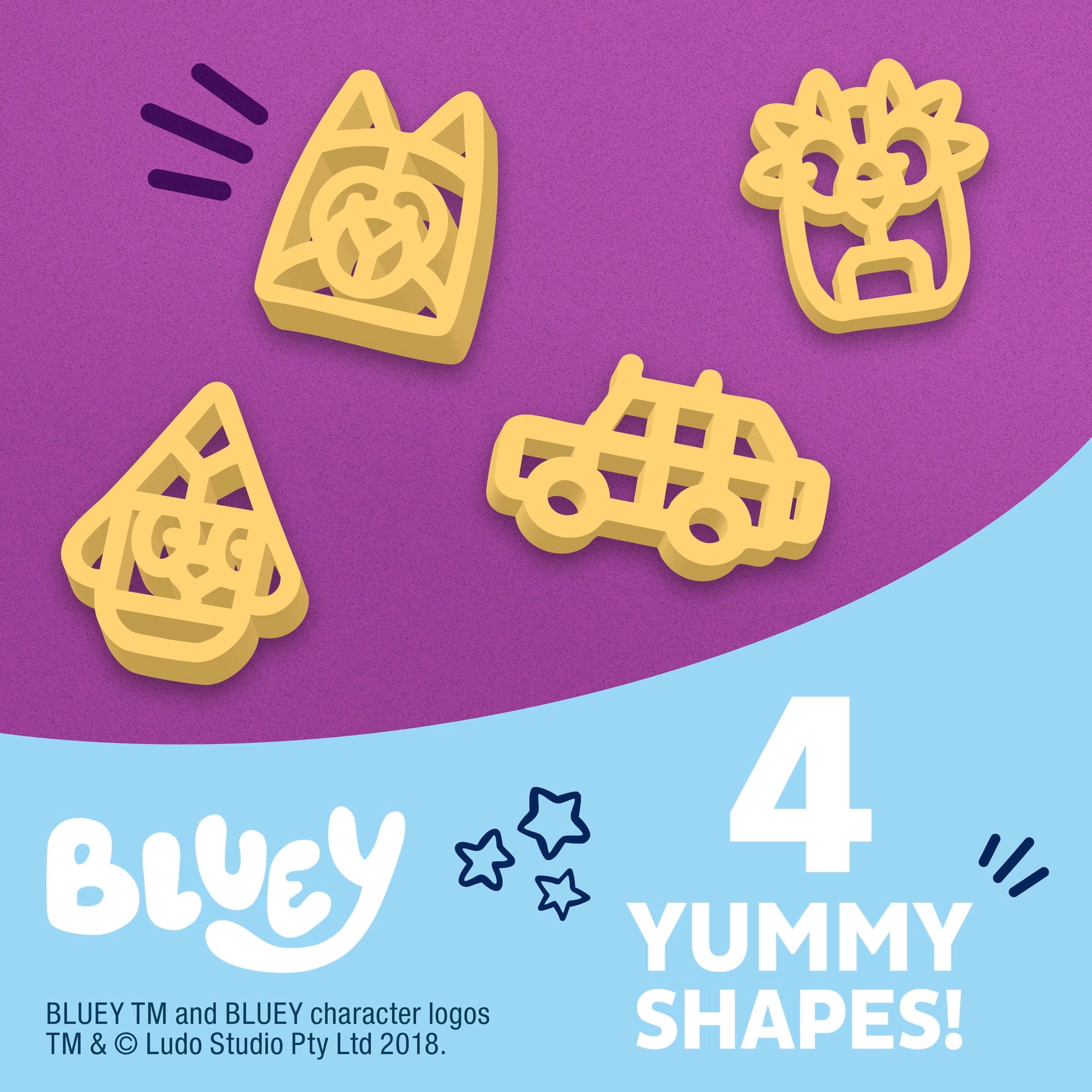(3 pack) Annie's Bluey Shapes Pasta and Cheddar, Less Sodium, 6 oz